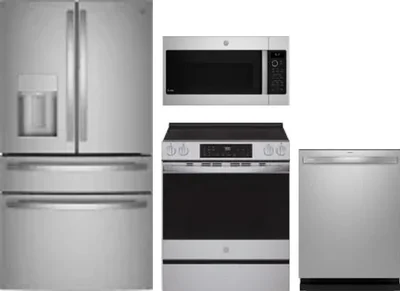 4 Piece Package Includes Refrigerator, Range, Microwave And Dishwasher